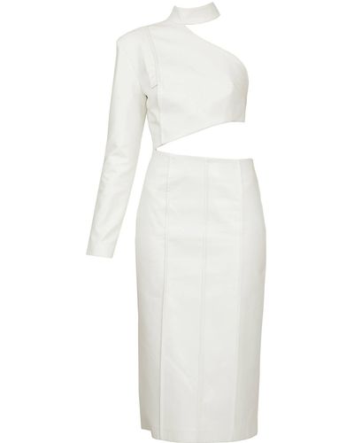 BLIKVANGER White One Shoulder Cutout Dress