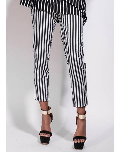 STEVEN VANDERYT Black/white Striped Pants Anklelength With A Straight Fit - Multicolor