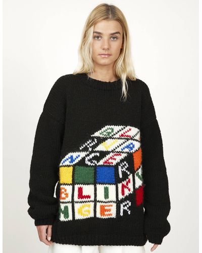 BLIKVANGER Rubik's Cube Black Knit Sweater