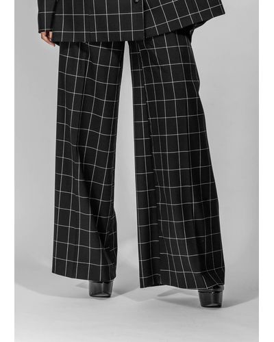 STEVEN VANDERYT Black Checkered Wide 100% Wool Pants