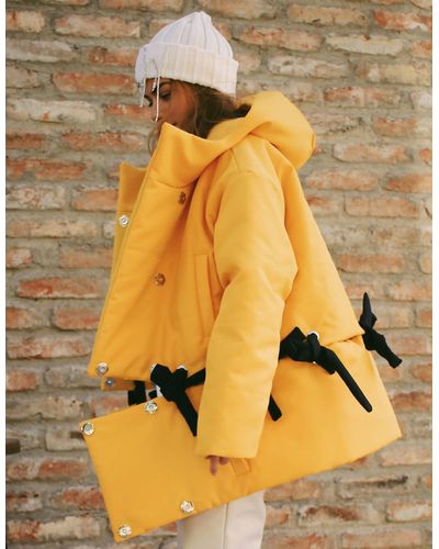 BLIKVANGER Hooded Yellow Puffer Jacket - Metallic