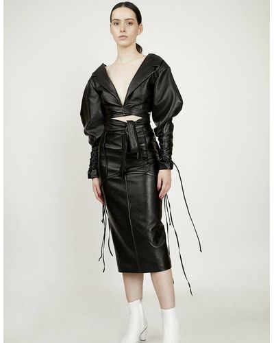 BLIKVANGER Black Varnished Faux Leather Skirt
