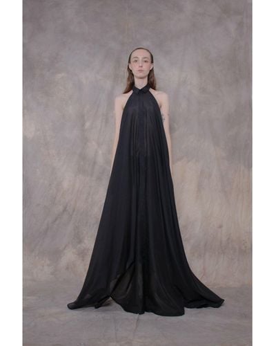 LUDUS Backless Black Silk Shirt-dress - Gray