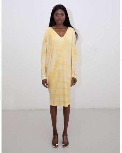 Riona Treacy Yellow Shibori Stingray Kaftan Dress