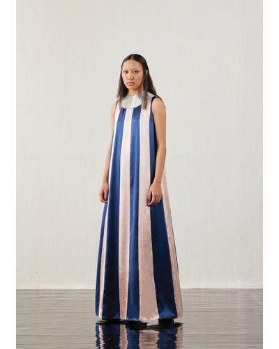 AKHL Striped Color-blocked Dress - Blue