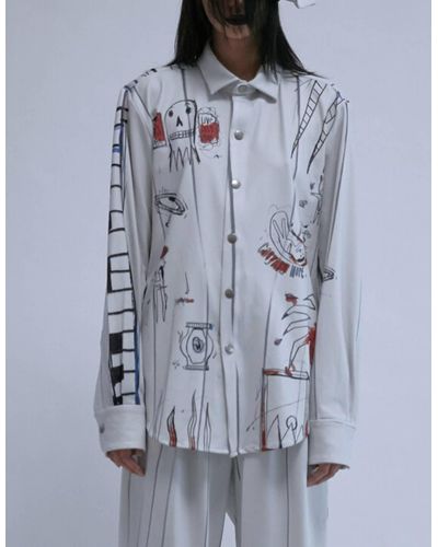 JENN LEE Printed Loose Shirt - White