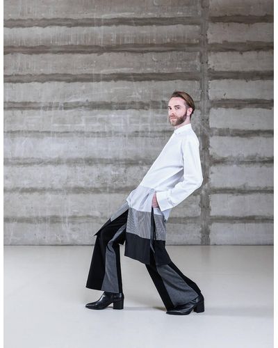 ARIEL BASSAN Wide Leg Pants W. Triangle Side Panels - Gray