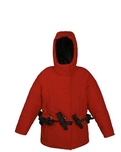 BLIKVANGER Hooded Transformable Puffer Jacket - Red