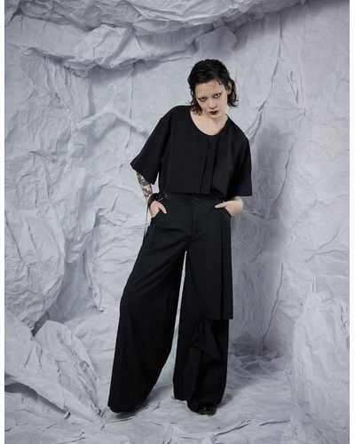 INF Minimal Floor Length Pants With Pleats - Multicolor
