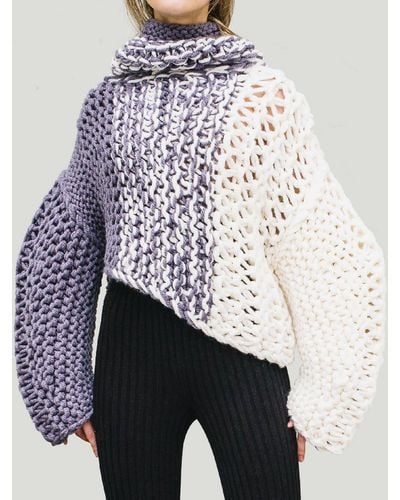 SERAYA Handknit Gradient Color Sweater - Multicolor