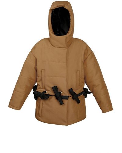 BLIKVANGER Hooded Transformable Puffer Jacket - Brown