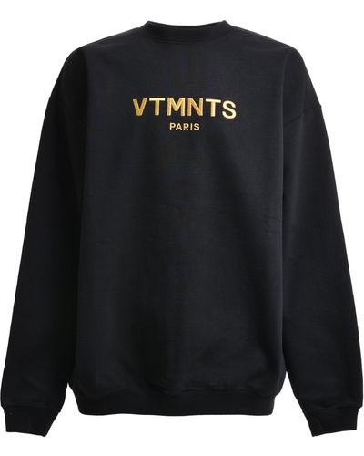 VTMNTS Paris Embroidered Logo Crewneck - Black
