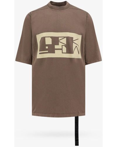 Rick Owens T-shirt in cotone organico con stampa logo frontale - Grigio