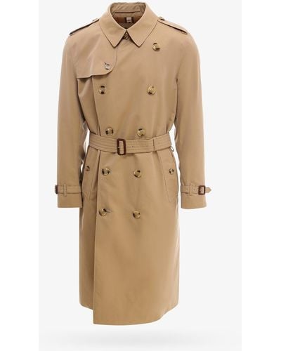 Burberry Cotton Closure With Buttons Printed Trench Coats - Natural