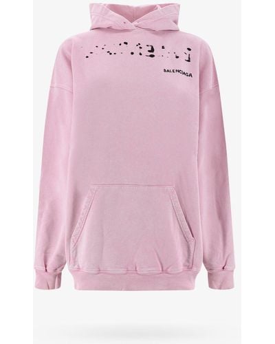 Balenciaga Long Sleeves Cotton Hooded Sweatshirts - Pink