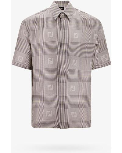 Fendi Short Sleeve Silk Closure With Buttons Shirts - Gray