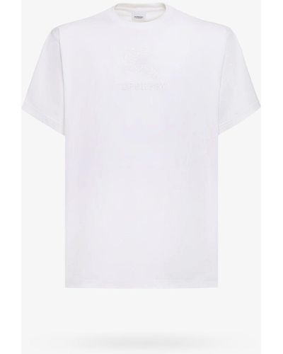 Burberry T-shirt tempah in cotone con ricamo - Bianco