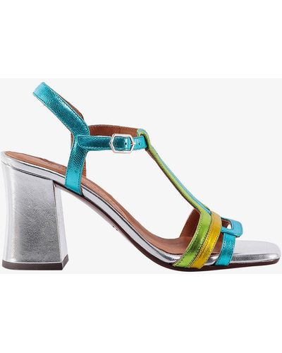 Chie Mihara Squared Toe Wide Heel Leather Sandals - White