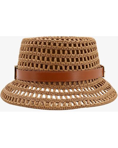 Max Mara Cappello da pescatore Uccio in crochet con pelle - Marrone