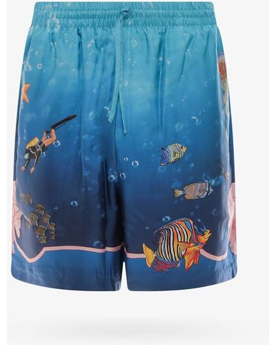 Casablancabrand Silk Printed Bermuda Shorts - Blue