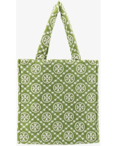 Tory Burch Terry Shoulder Bag With All-Over T-Monogram Print - Green