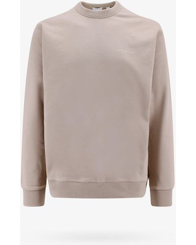 Burberry Crew Neck Long Sleeves Cotton Ribbed Profile Sweatshirts - Gray