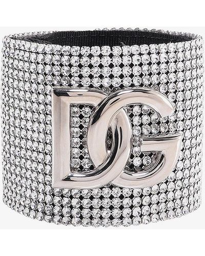 Dolce & Gabbana Lined Rhinestones Bracelets - White