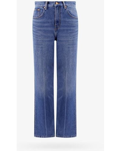 Tory Burch Straight Leg Cotton Closure With Zip Jeans - Blue