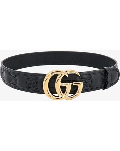 Gucci GG Marmont Matelasse Wide Leather Belt - Black