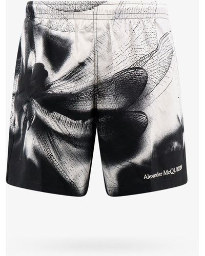Alexander McQueen Dragonfly Print Swim Shorts - Gray
