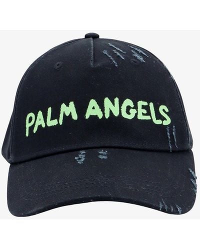 Palm Angels Cappello in cotone effetto used - Blu