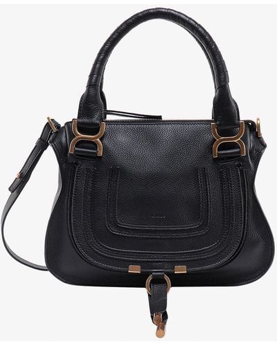 Chloé Marcie Small Leather Handbag With Removable Shoulder Strap - Black