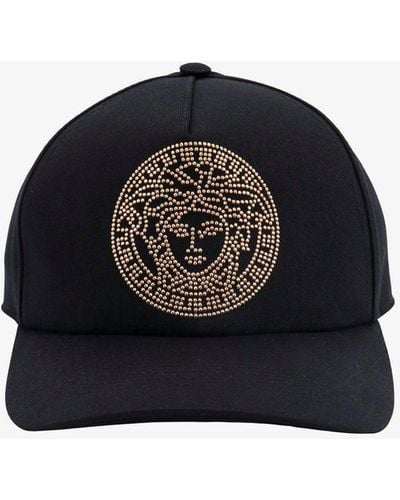 Versace Cotton Rhinestones Hats - Black