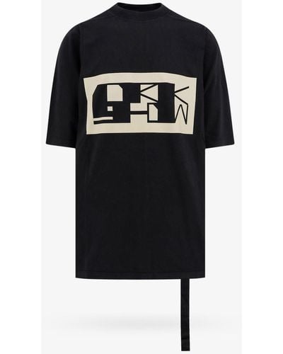 Rick Owens T-shirt in cotone organico con stampa logo frontale - Nero
