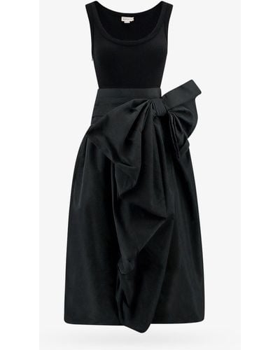 Alexander McQueen Bow-embellished Scoop-neck Stretch-cotton Midi Dress - Black