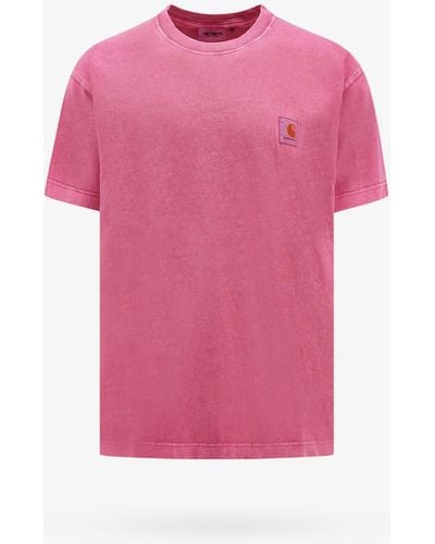 Carhartt Cotton T-Shirt With Logo Patch - Pink