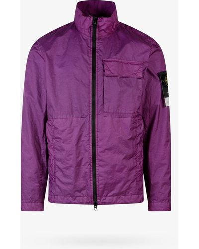 Stone Island Closure With Zip Lined Jackets - Purple