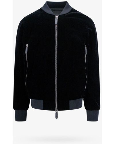 Giorgio Armani Closure With Zip Jackets - Black