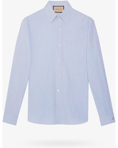 Gucci Long Sleeves Cotton Shirts - Blue