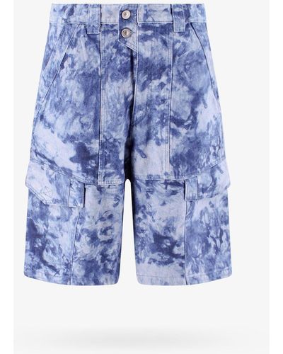 Isabel Marant Regular Fit Cotton Closure With Zip Bermuda Shorts - Blue