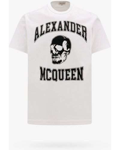 Alexander McQueen T-shirt With Varsity Logo And Skull Print - White