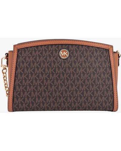 Buy Michael Kors Women Brown All-Over MK Logo Pochette Bag Online