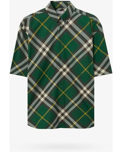 Burberry Camicia in cotone con motivo check - Verde