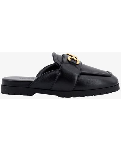 Gucci Leather Slides, - Black