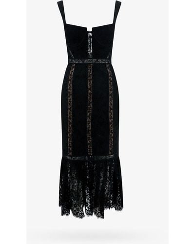 Self-Portrait Sleeveless Closure With Zip Lined Long Dresses - Black