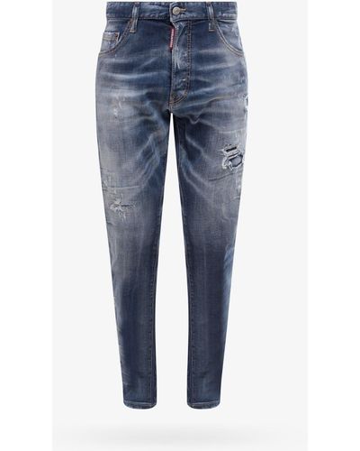 DSquared² Leather Closure With Metal Buttons Jeans - Blue