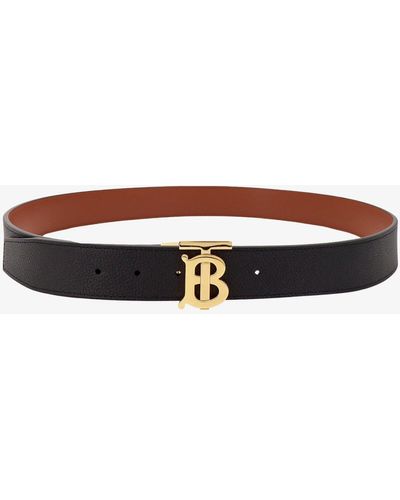Burberry And Tan Leather Belt - White
