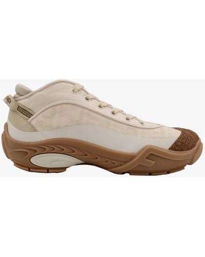 Fendi Neutral Tag Sneakers - Men's - Fabric/calf Leather/calf Leatherrubber - Brown