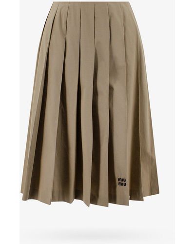 Miu Miu Cotton Unlined Skirts - Natural