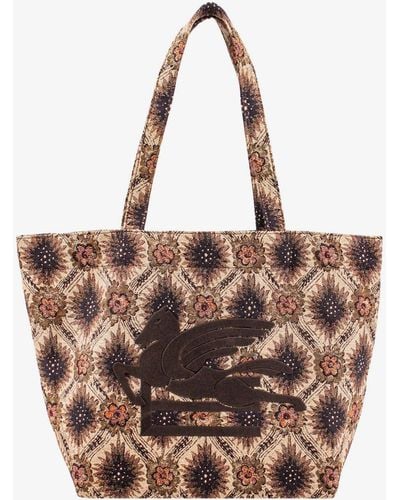 Etro All-over Floral-printed Medium Tote Bag - Brown